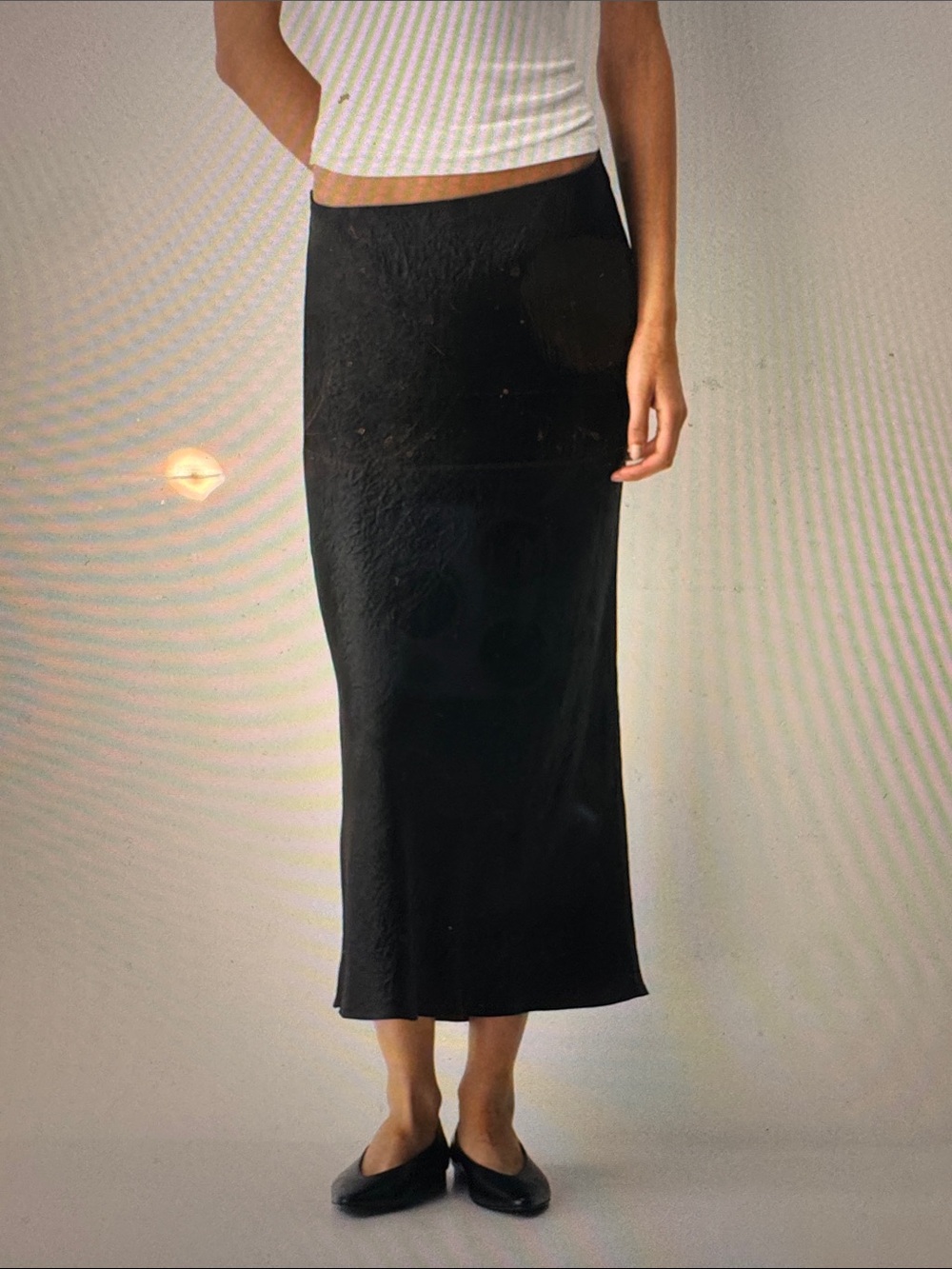 Black Slip Satin Maxi Skirt - Women